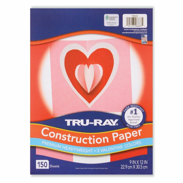 Pacon Tru-Ray Construction Paper, 70 lb Text Weight, 9 x 12, Assorted Valentine Colors, 150PK P6683